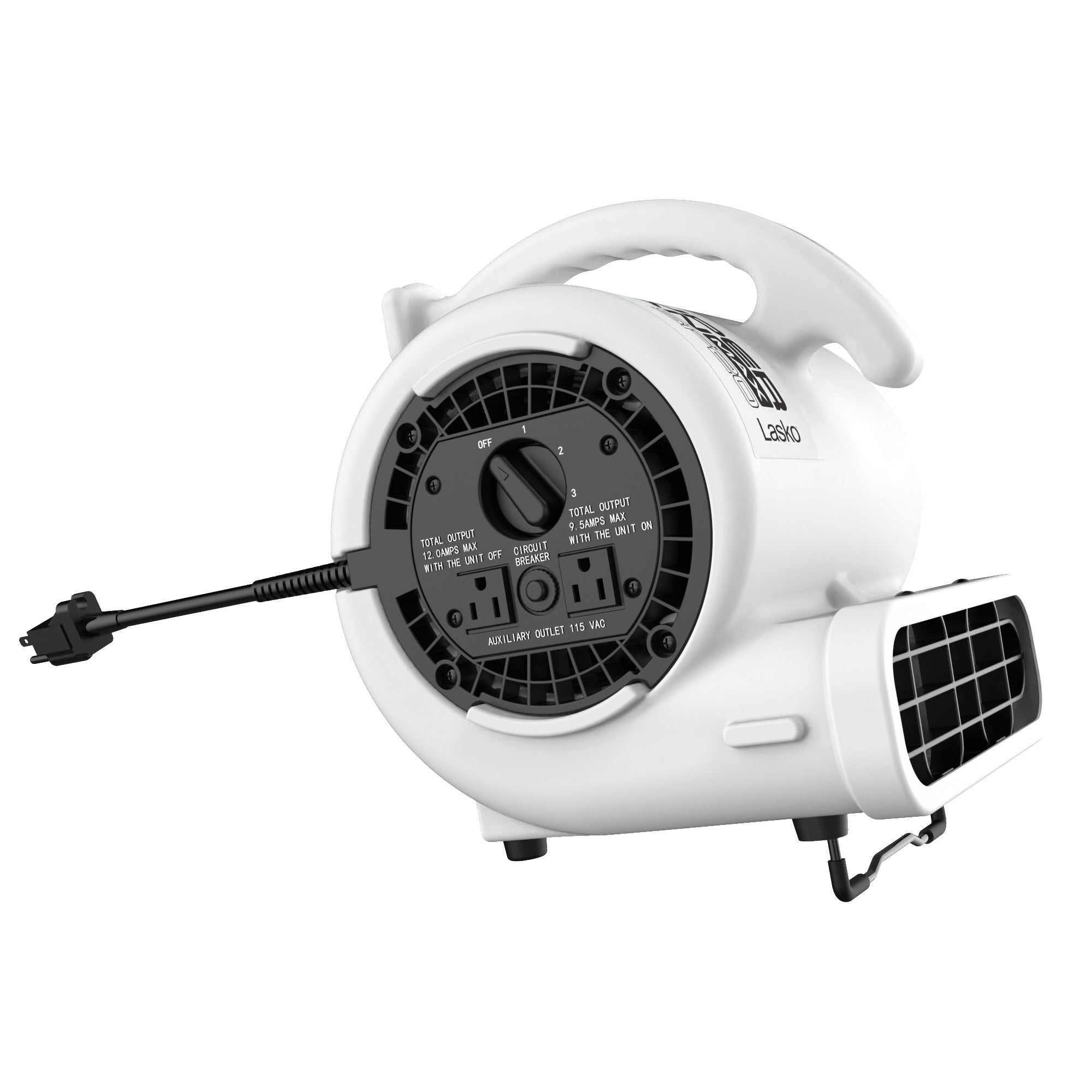 Lasko Super Fan Max 13 Air Mover Blower Fan: 3-Speed. High Velocity. 2 Outlets. White - Image 3