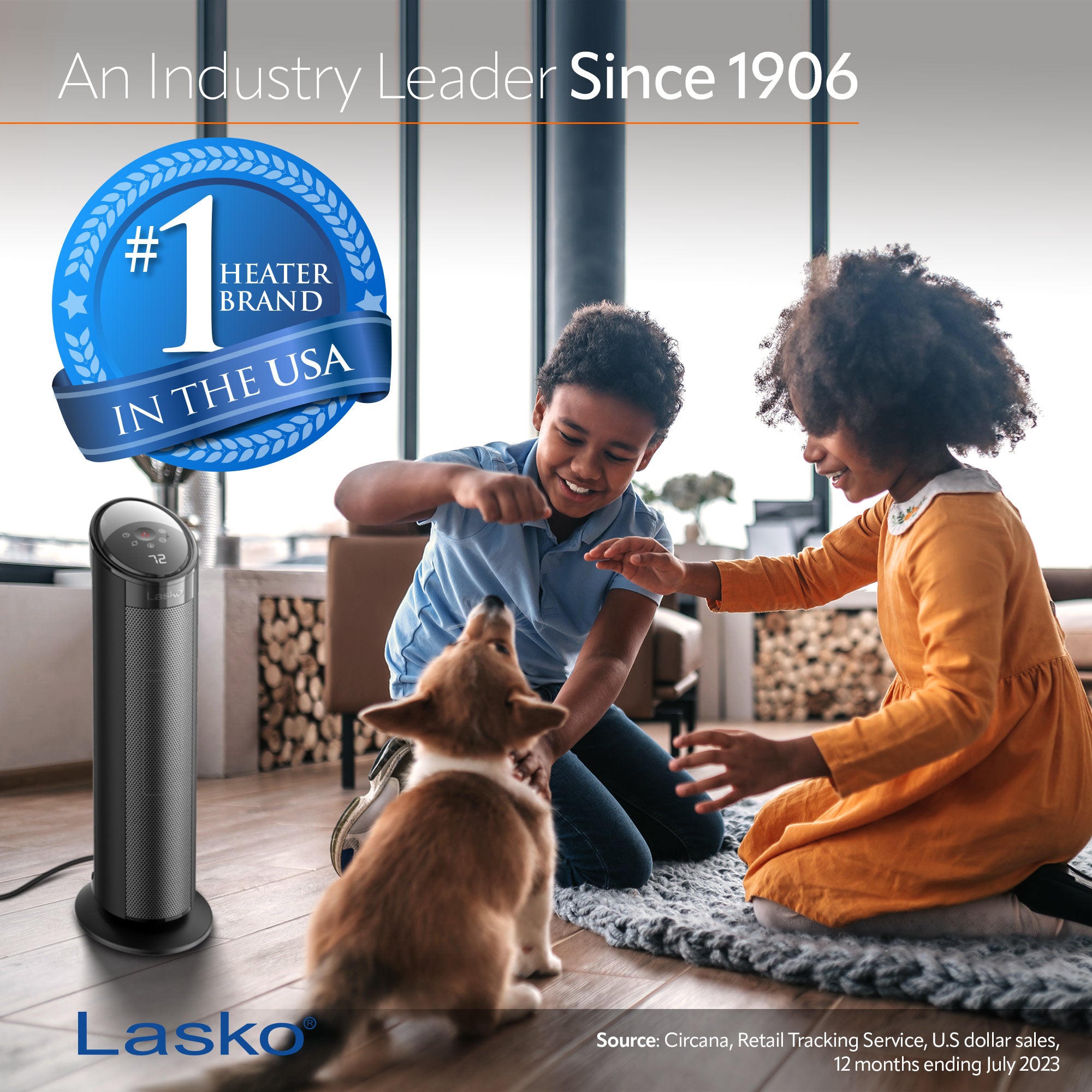 Lasko 22 Ceramic Tower Space Heater: Oscillating. 3 Heat Settings. Remote. Timer. Tip-Over Switch. Child Lock. Thermostat. Black - Image 2