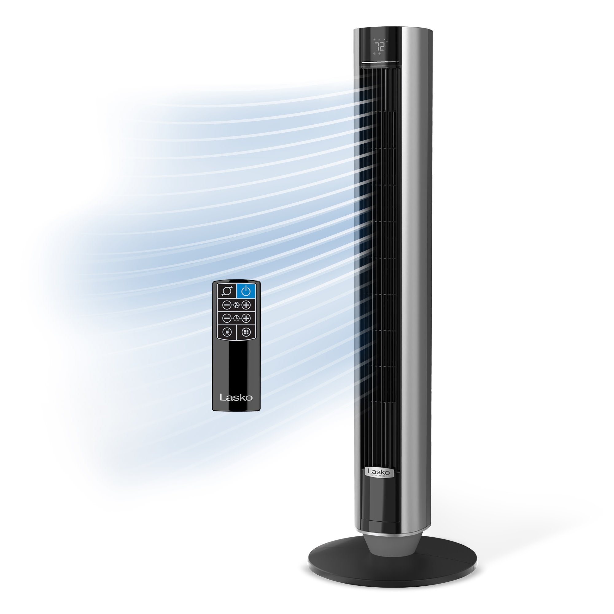 Lasko 40 DC Tower Fan: Oscillating. 12-Speed. Remote. Timer. Black