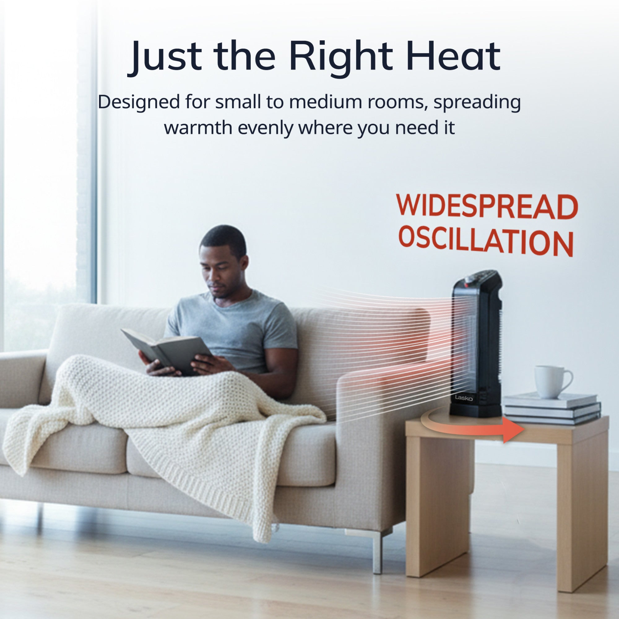 Lasko 16 Ceramic Tower Space Heater: Oscillating. 2 Heat Settings. Thermostat. Black - Image 3