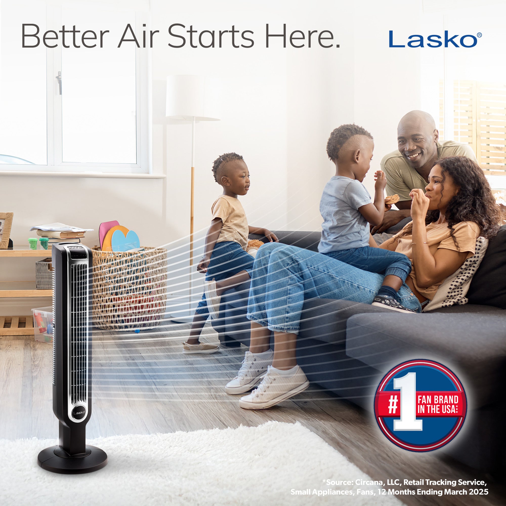 Lasko 36 Tower Fan: Oscillating. 3-Speed. Remote. Timer. Black - Image 2