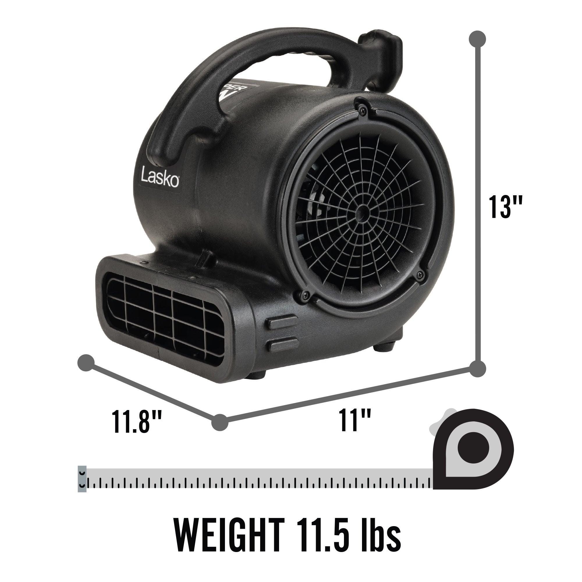 Lasko Super Fan Max 13 Air Mover Blower Fan: 3-Speed. High Velocity. 2 Outlets. Black - Image 7