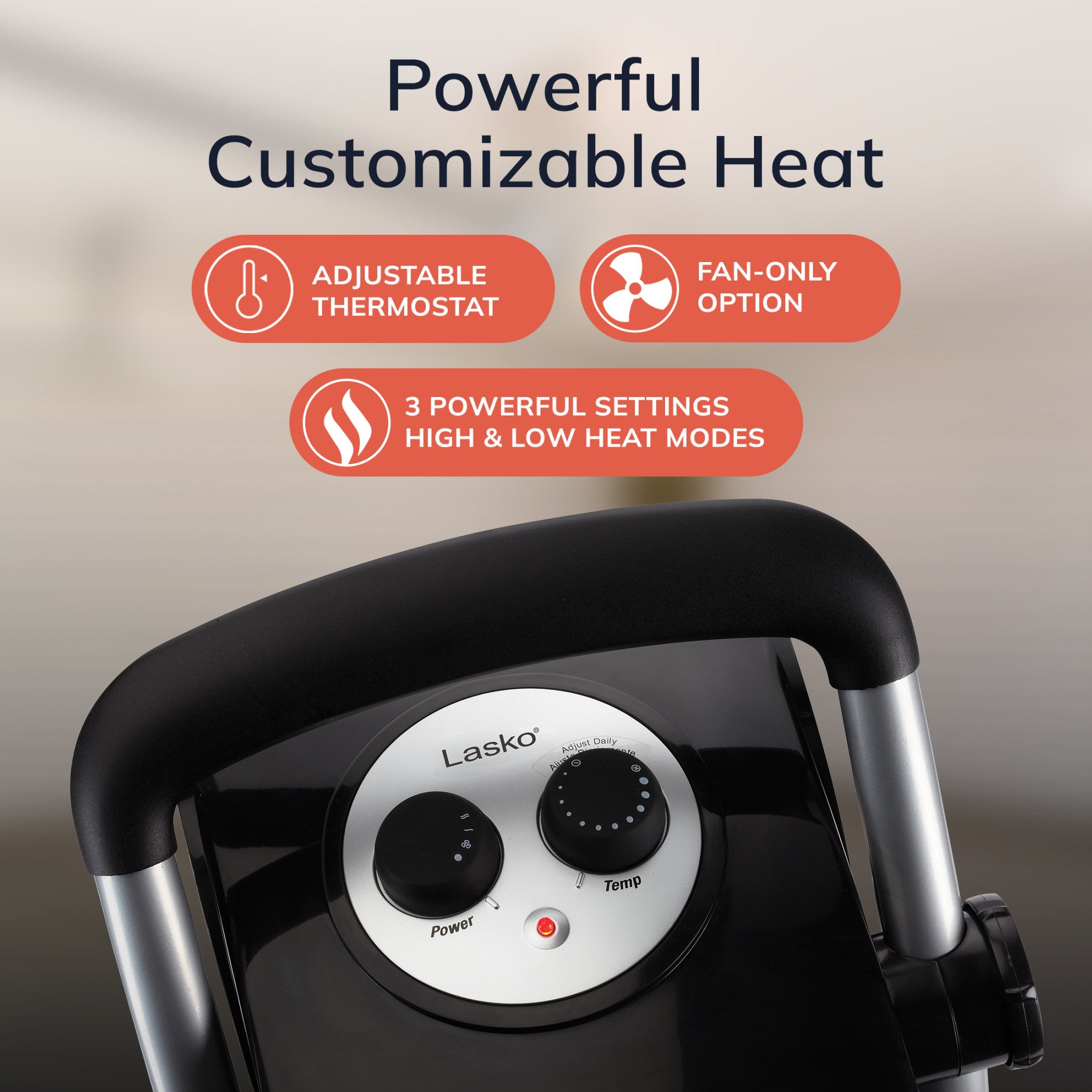 Lasko 12 Ceramic Utility Space Heater: 2 Heat Settings. Pivoting. Thermostat. Black - Image 5