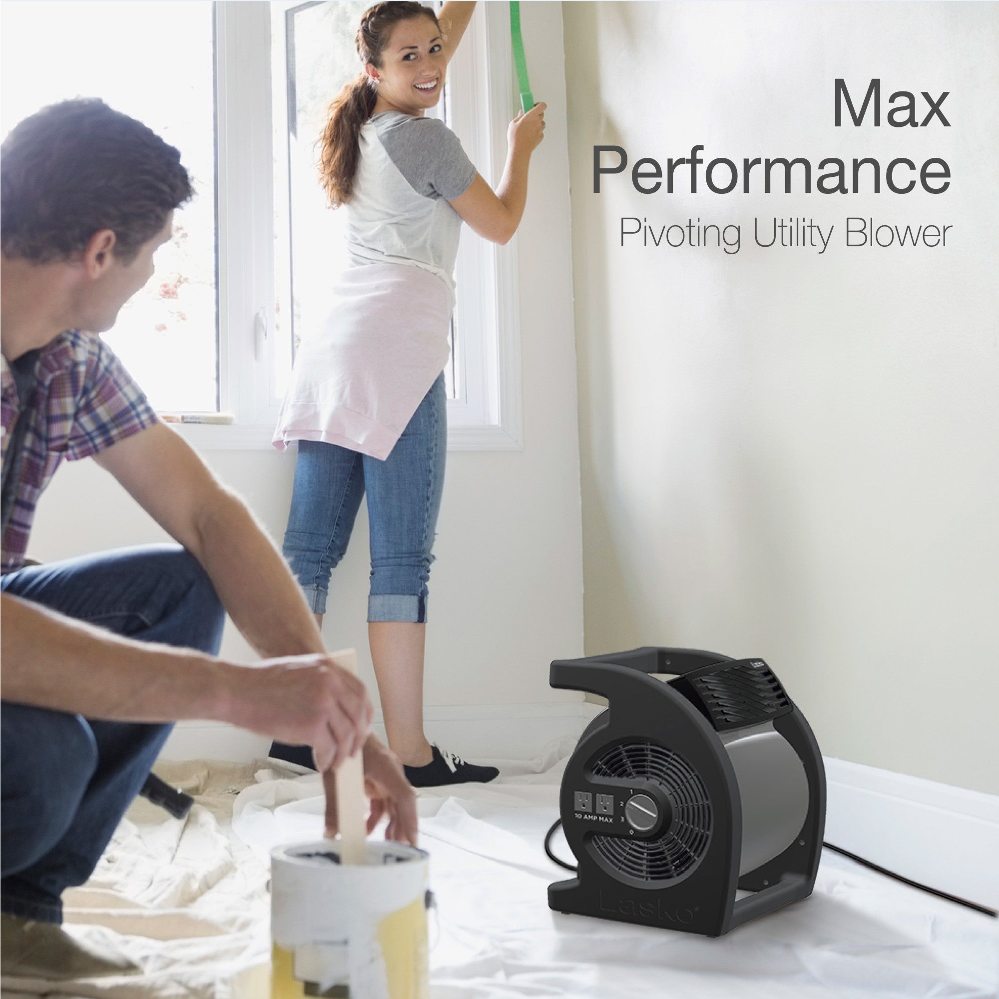 Lasko Max Performance 15 Air Mover Blower Fan: 3-Speed. High Velocity. 2 Outlets. Black - Image 2