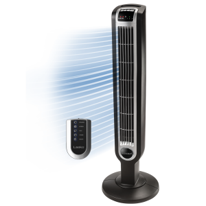 Lasko 36 Tower Fan: Oscillating. 3-Speed. Remote. Timer. Black