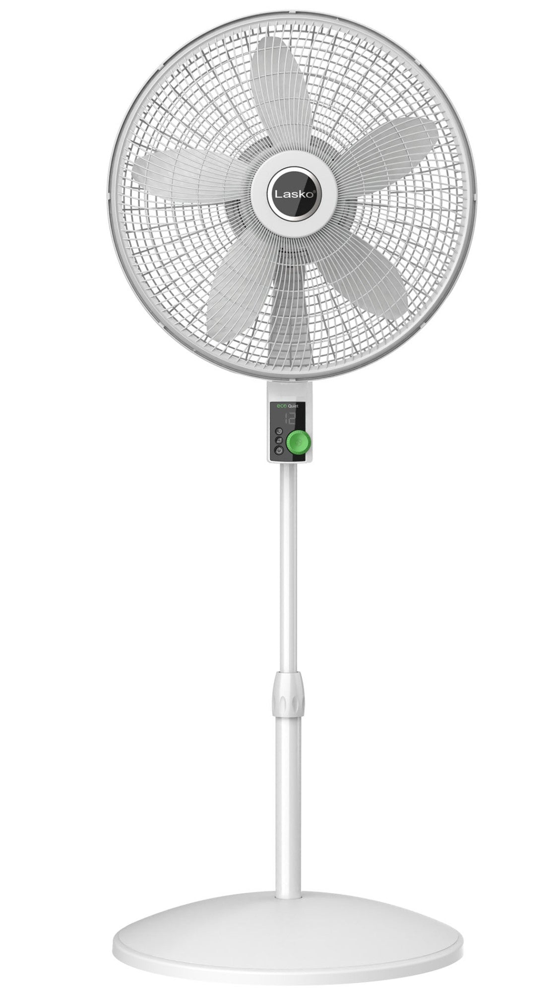 Lasko EcoQuiet 18 DC Pedestal Fan: Oscillating. 12-Speed. Remote. White - Image 7