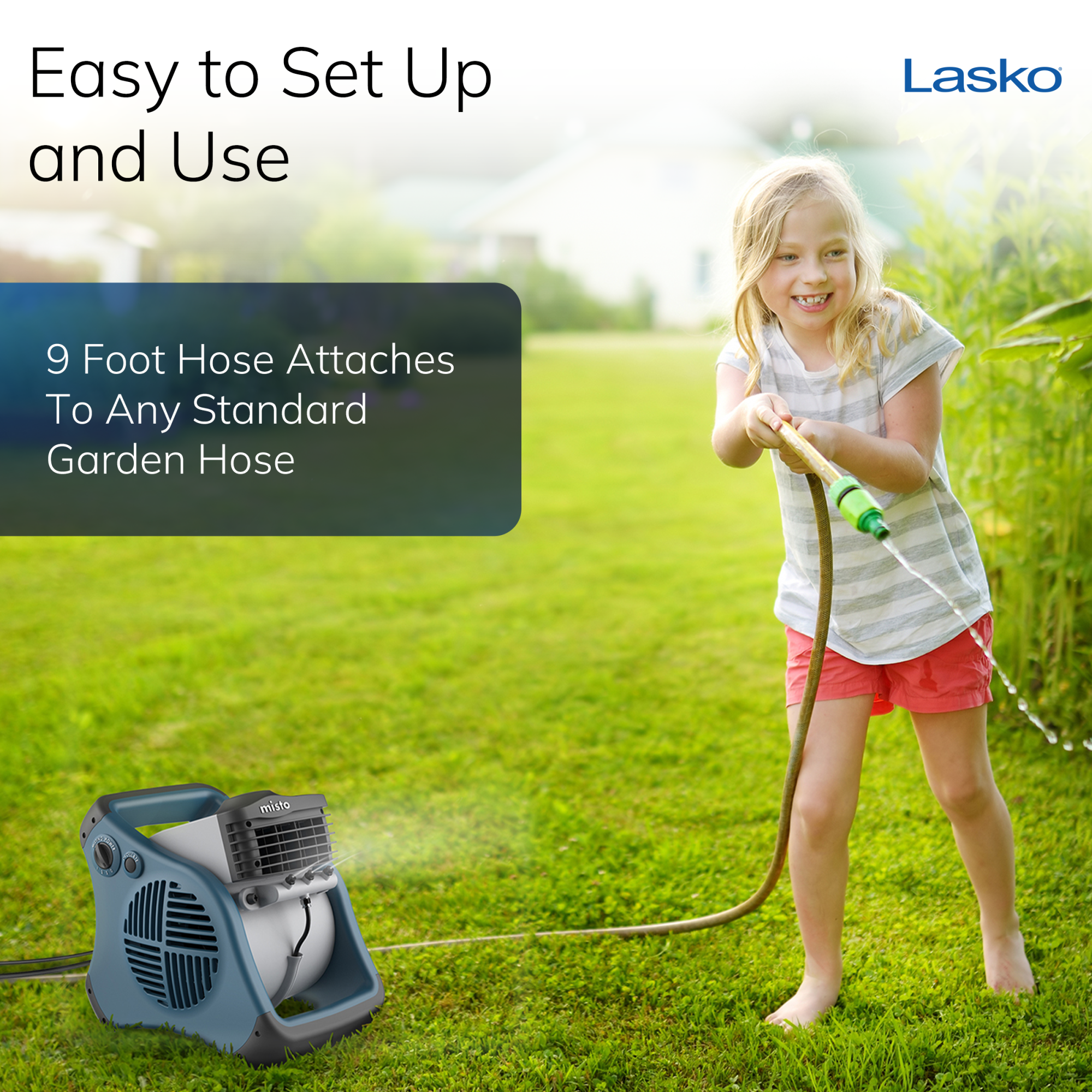 Lasko Misto 15 Outdoor Misting Fan: 3-Speed. Pivoting. Powered Louvers. Blue - Image 8