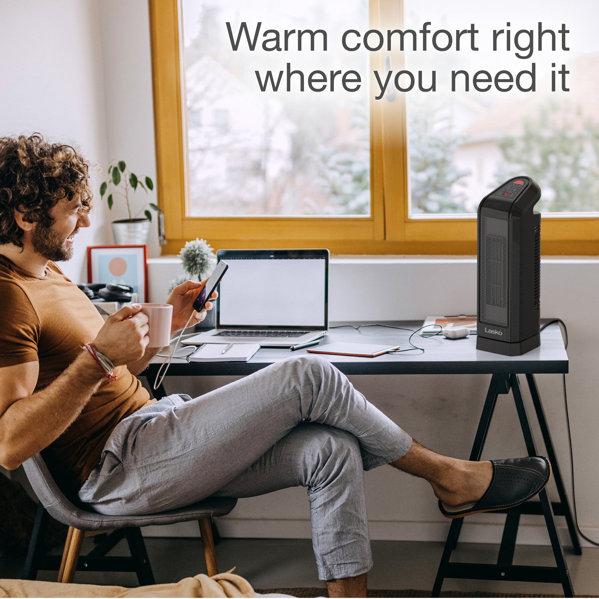 Lasko 16 Ceramic Tower Space Heater: Oscillating. 2 Heat Settings. Remote. Timer. Thermostat. Black - Image 3