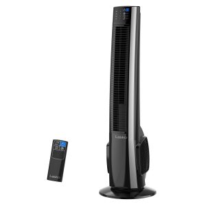 Lasko 38 Hybrid Tower Fan: Oscillating. 4-Speed. Remote. Timer. Black