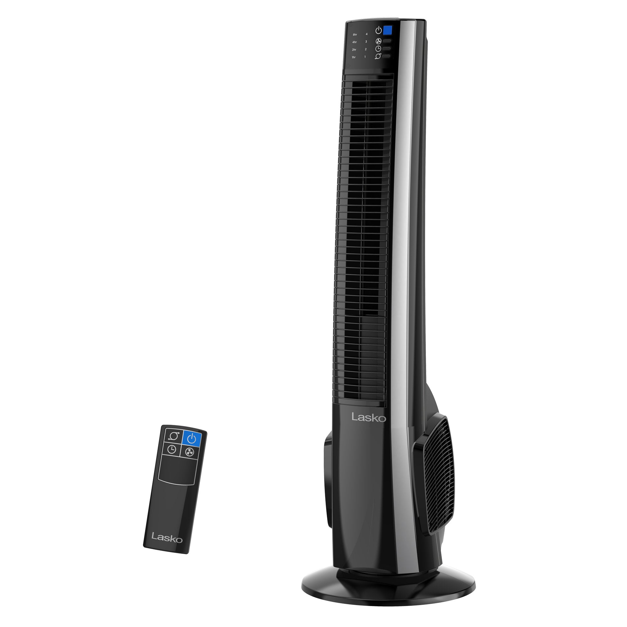 Lasko 38 Hybrid Tower Fan: Oscillating. 4-Speed. Remote. Timer. Black