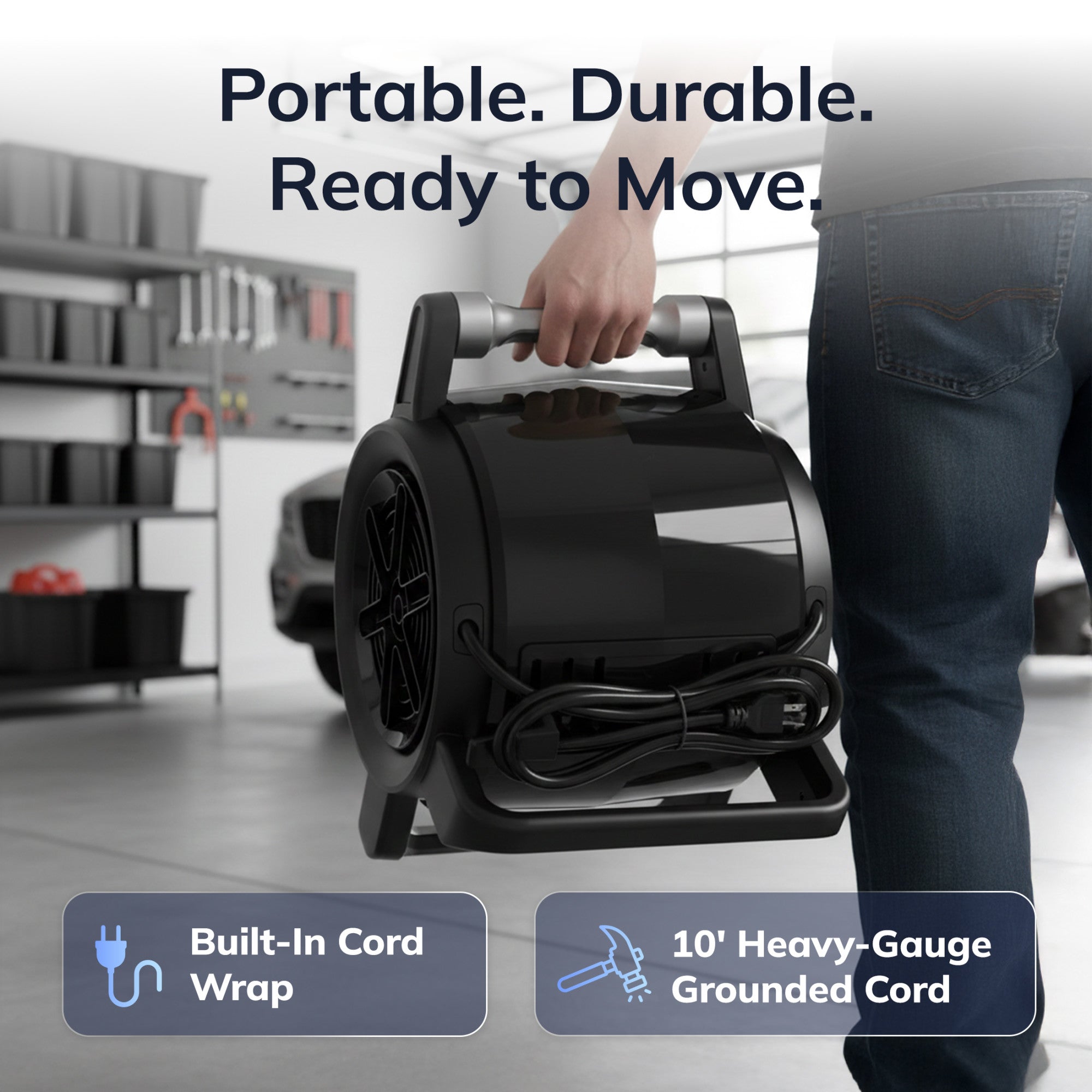 Lasko 14 DC Air Mover Blower Fan: 9-Speed. High Velocity. 2 Outlets. Pivoting. Black - Image 7