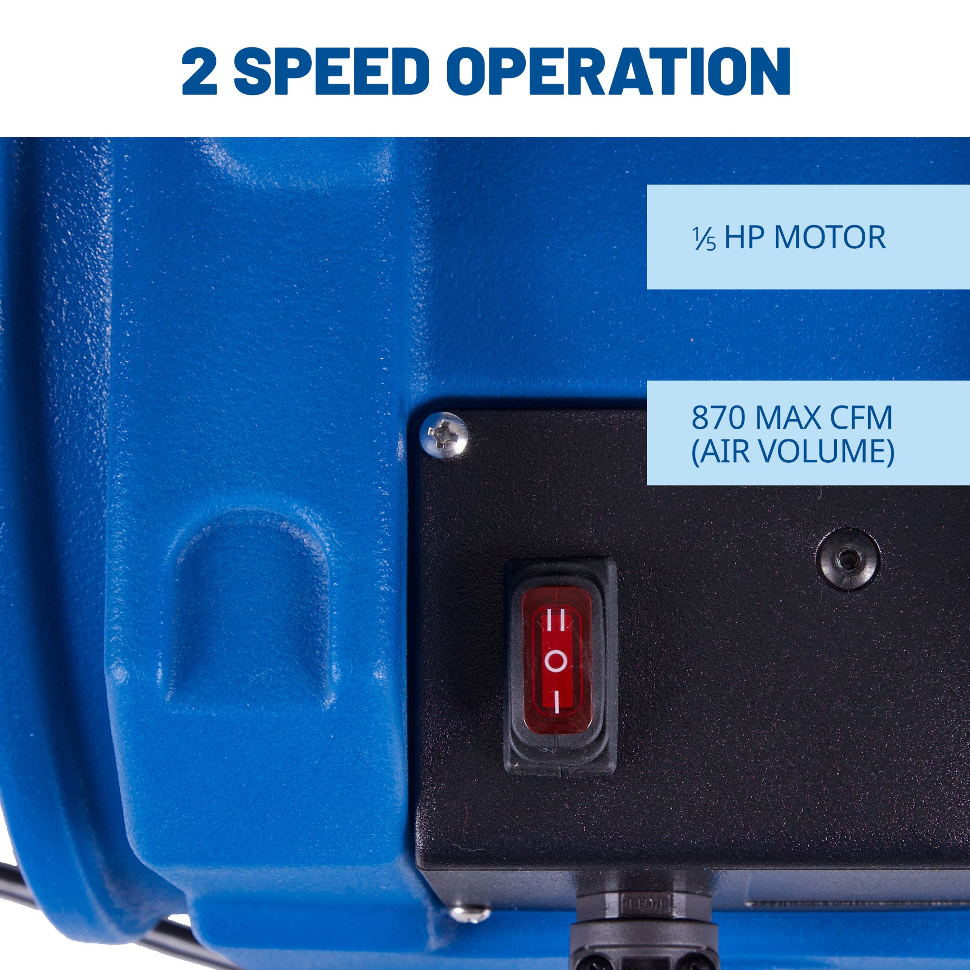 BlueDri 1/5 HP Axial Air Mover Blower Fan: 870 CFM. 2-speed. blue - Image 2