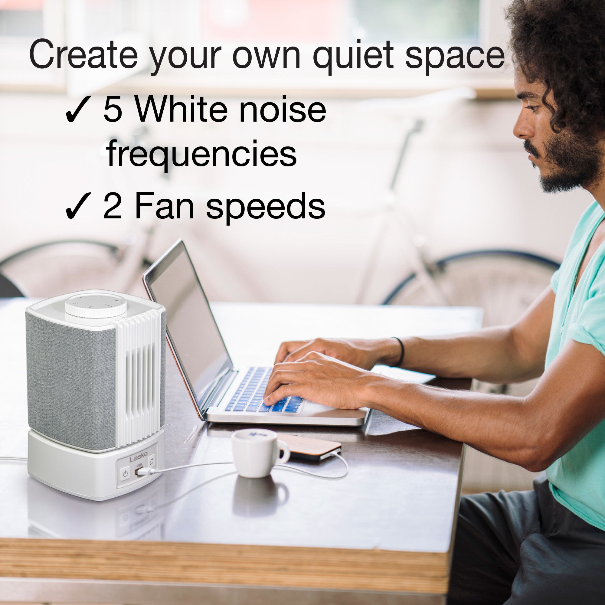 Lasko SlumberBreeze 8 Table Fan with White Noise: Oscillating. 2-Speed. White - Image 4