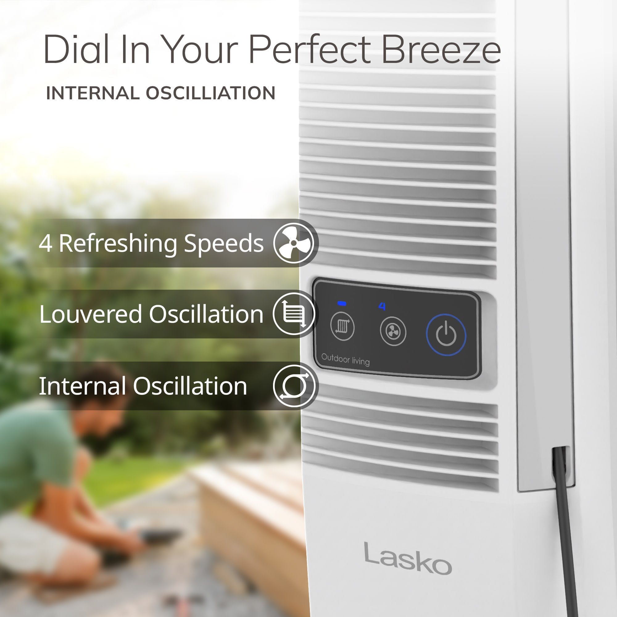 Lasko Misto 42 Outdoor Misting Tower Fan: Oscillating. 4-Speed. White - Image 6