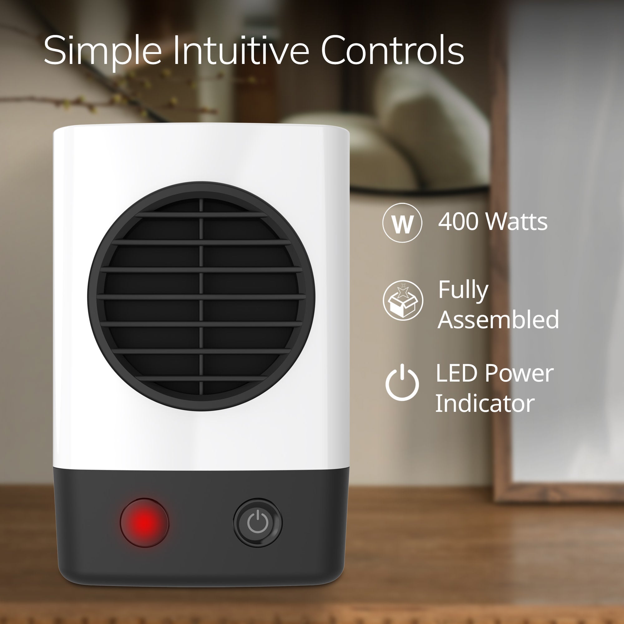 Lasko MyHeat Mini 6 Personal Ceramic Space Heater: 400W. 1 Heat Setting. White - Image 6