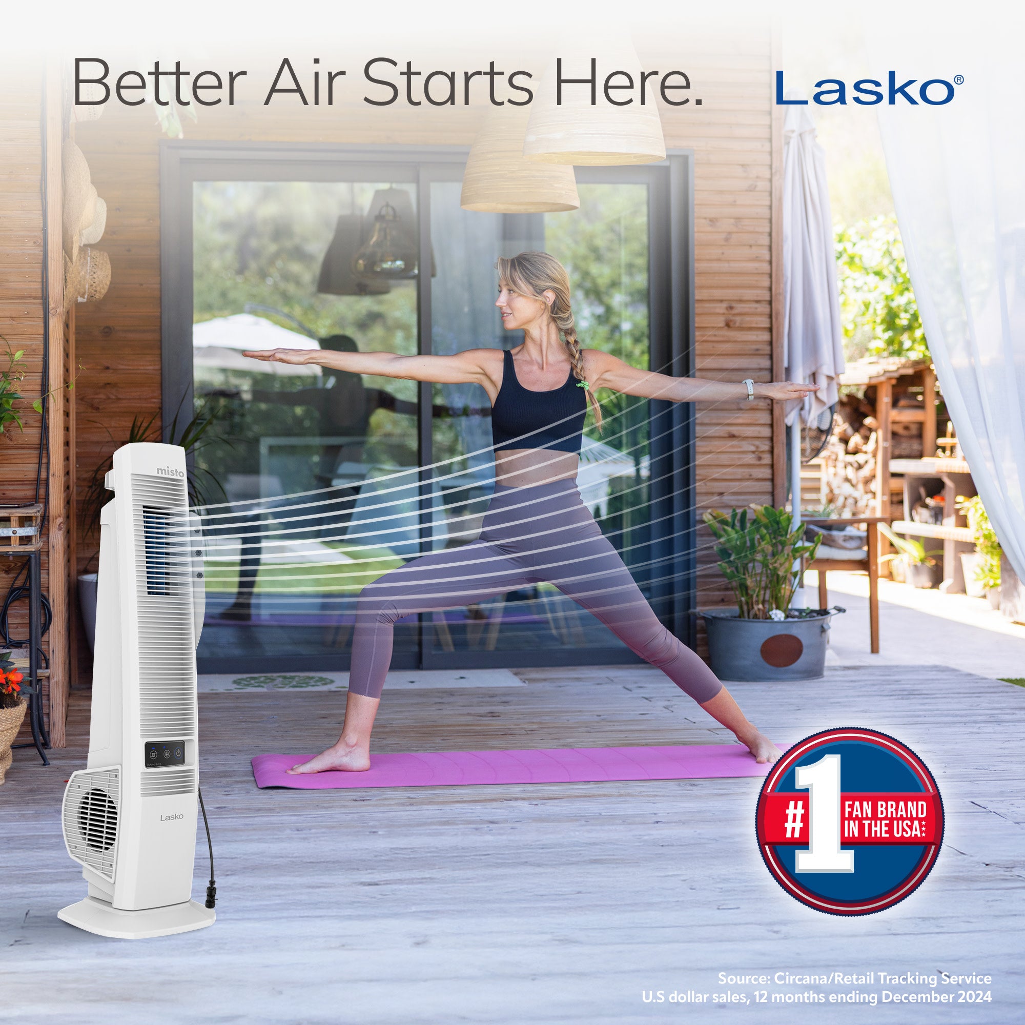 Lasko Misto 42 Outdoor Misting Tower Fan: Oscillating. 4-Speed. White - Image 8