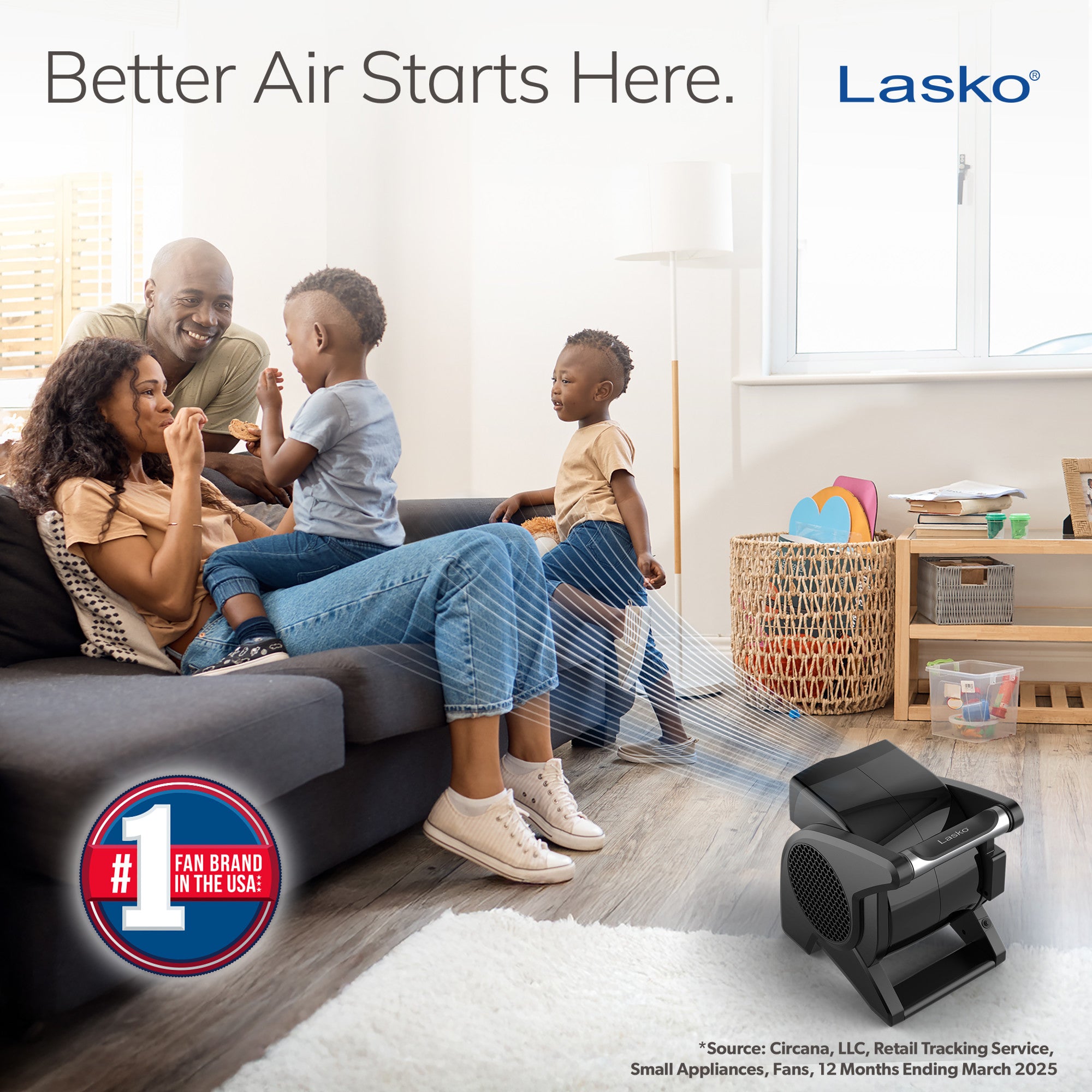 Lasko 15 Air Mover Blower Fan: 3-Speed. High Velocity. 2 Outlets. Pivoting. Black - Image 2