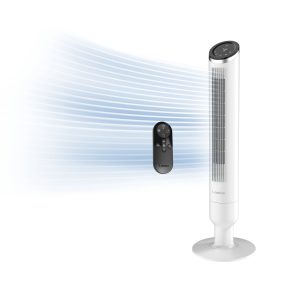 Lasko Apex 42 Tower Fan: Oscillating. 6-Speed. Remote. Timer. White