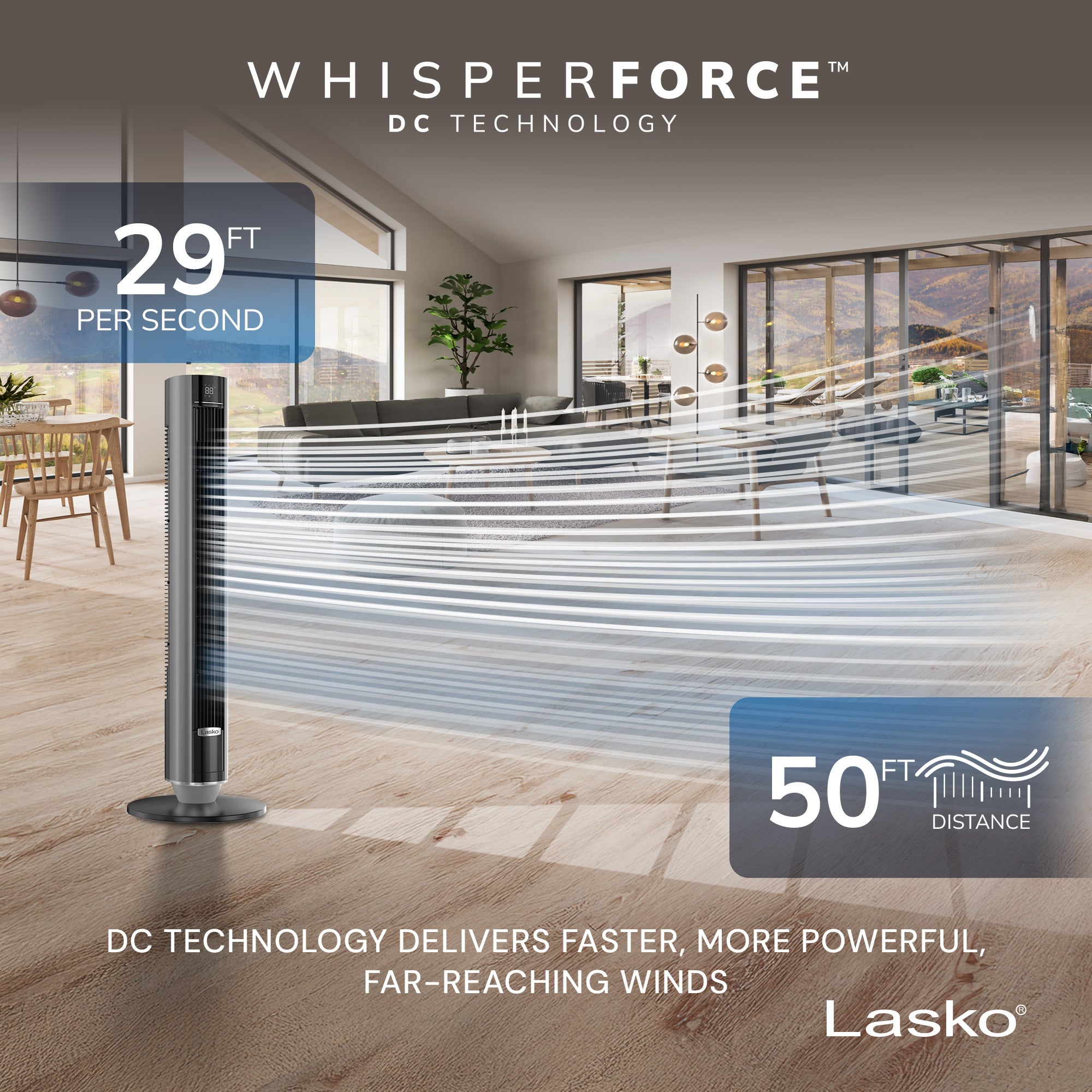 Lasko 40 DC Tower Fan: Oscillating. 12-Speed. Remote. Timer. Black - Image 3