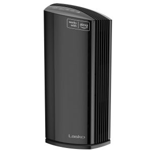 Lasko Smart Air Purifier with True HEPA Filter. Works with Alexa. LP450S. Black
