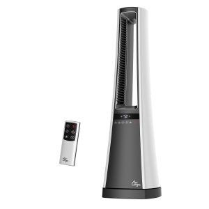 Lasko 27 Bladeless Ceramic Tower Space Heater: Oscillating. 2 Heat Settings. Remote. Timer. Thermostat. White