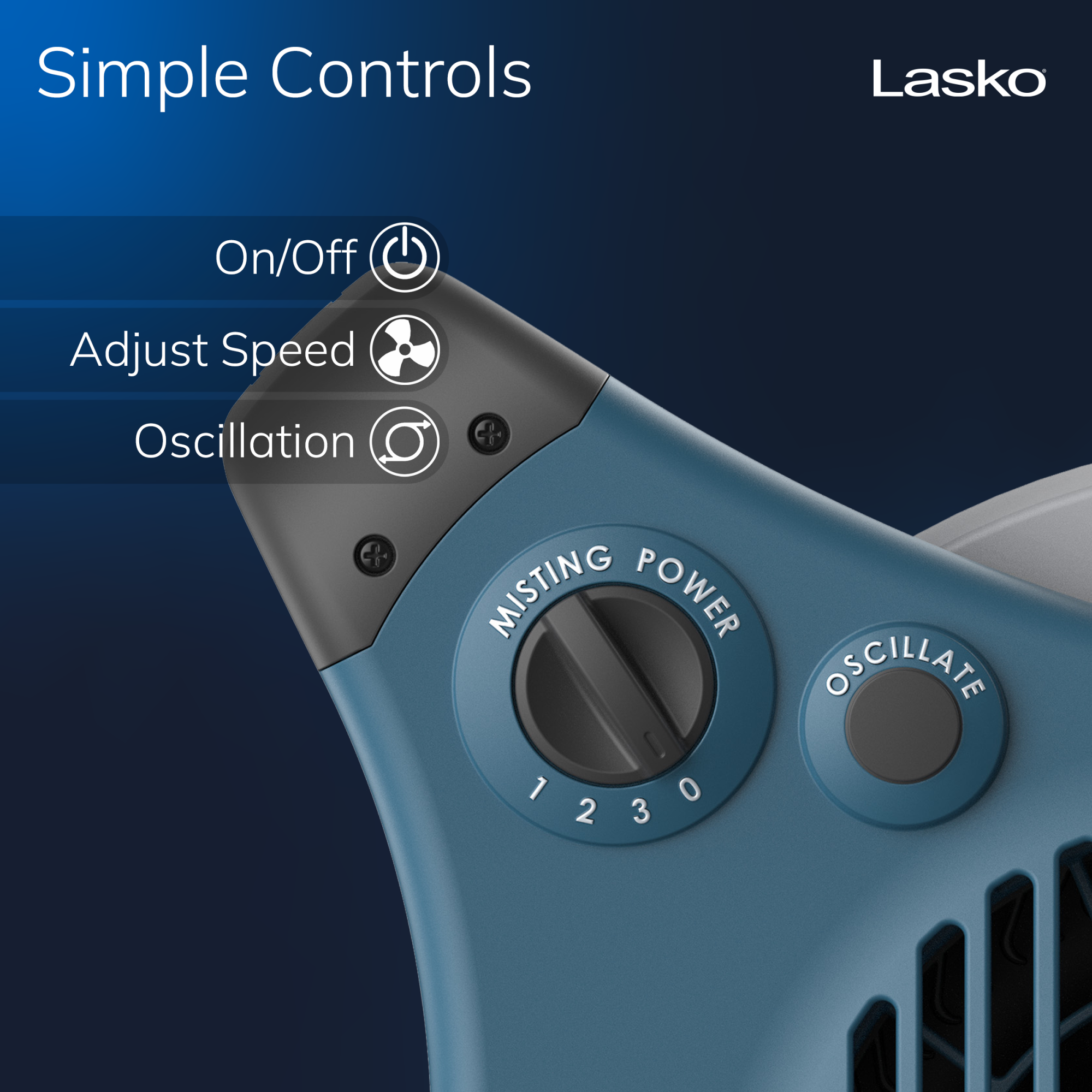 Lasko Misto 15 Outdoor Misting Fan: 3-Speed. Pivoting. Powered Louvers. Blue - Image 4