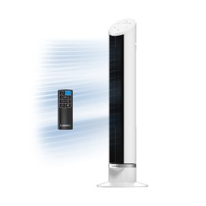 Lasko 36 DC Tower Fan: Oscillating. 12-Speed. Remote. Timer. White