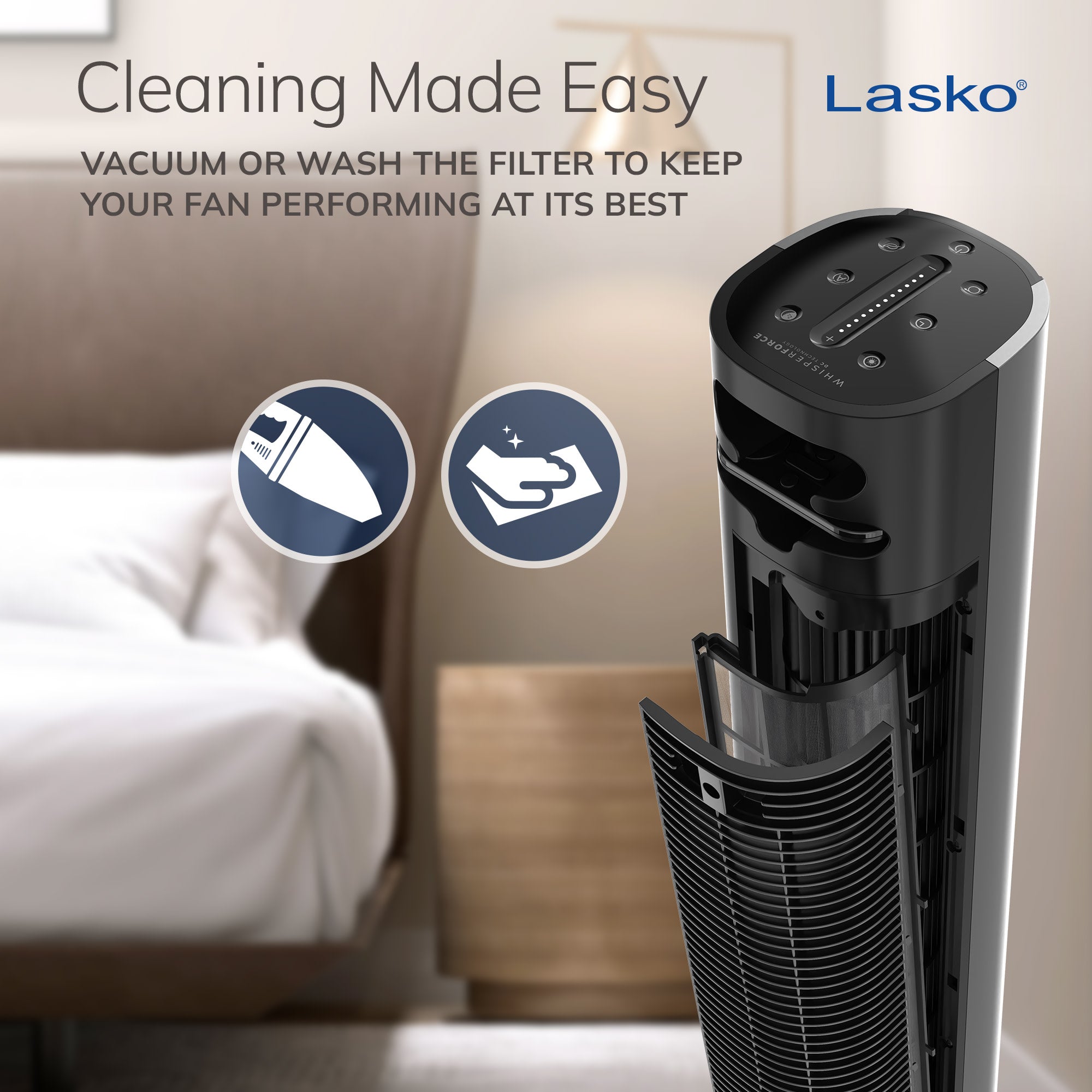 Lasko 40 DC Tower Fan: Oscillating. 12-Speed. Remote. Timer. Black - Image 7