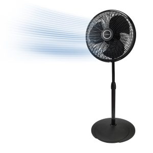 Lasko 16 Pedestal Fan: Oscillating. 3-Speed.  Adjustable Height. Black