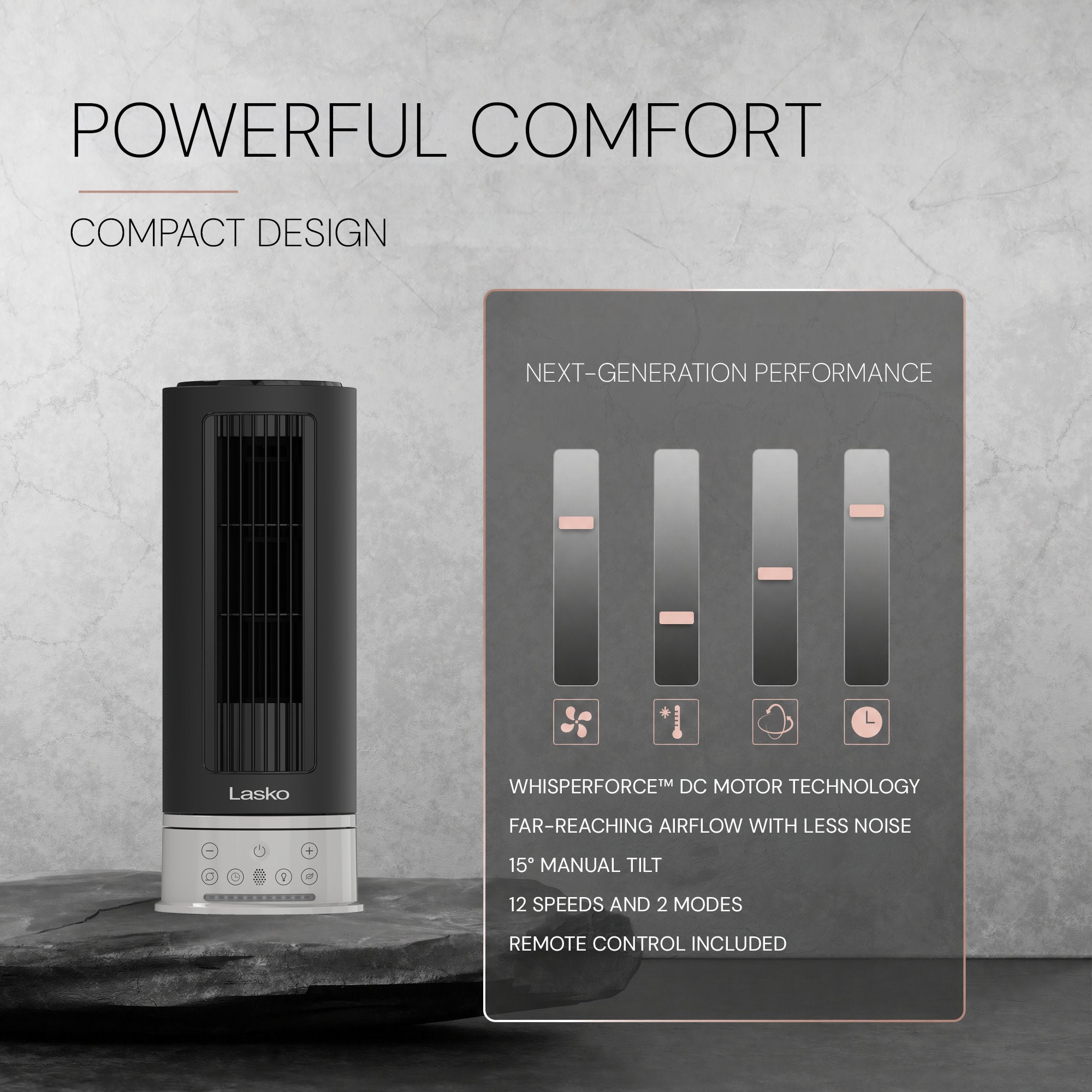 Lasko Pinnacle 15 DC Table Fan: Oscillating. 12-Speed. 15?? Tilt. Remote. Black - Image 6