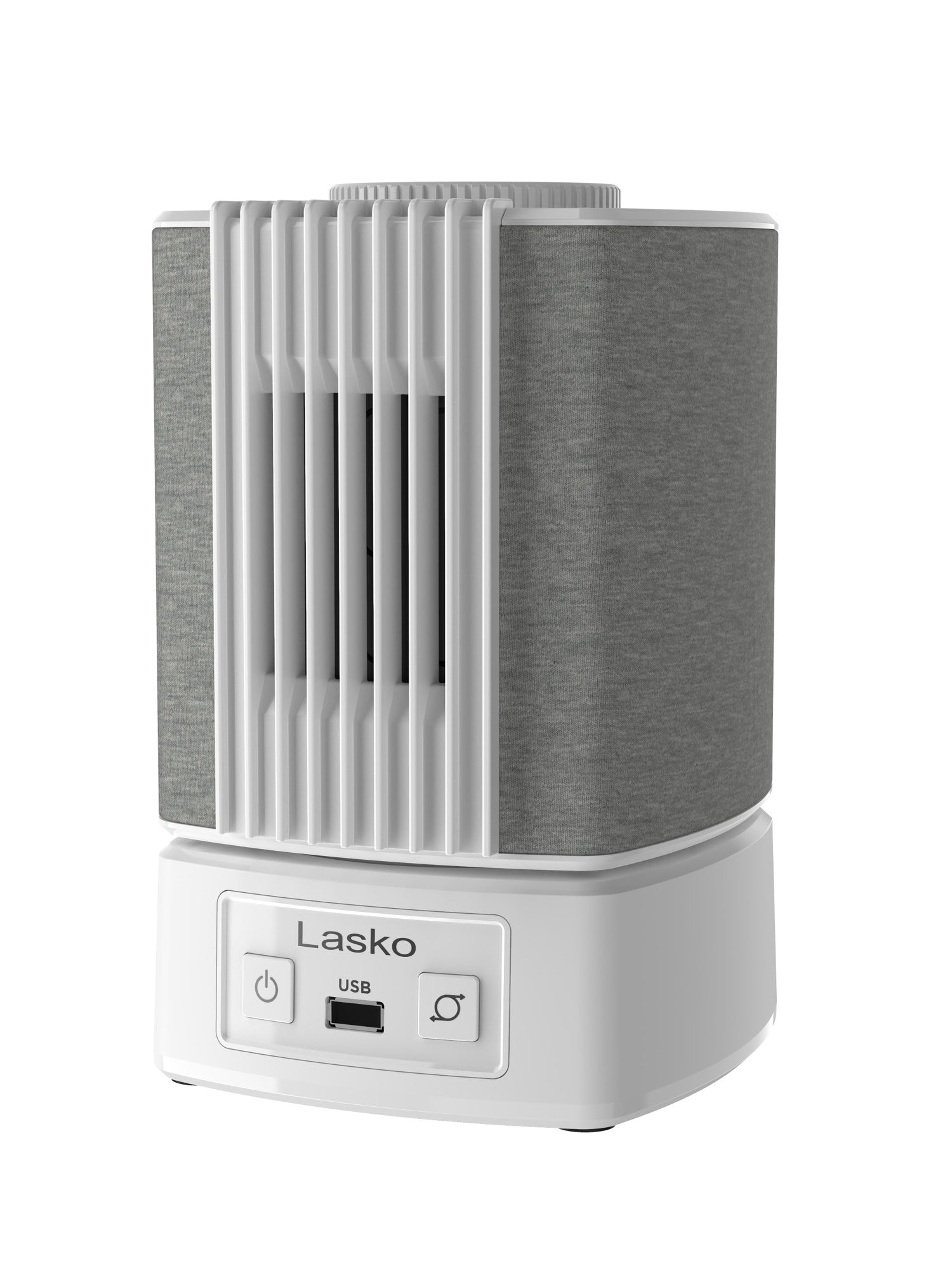 Lasko SlumberBreeze 8 Table Fan with White Noise: Oscillating. 2-Speed. White