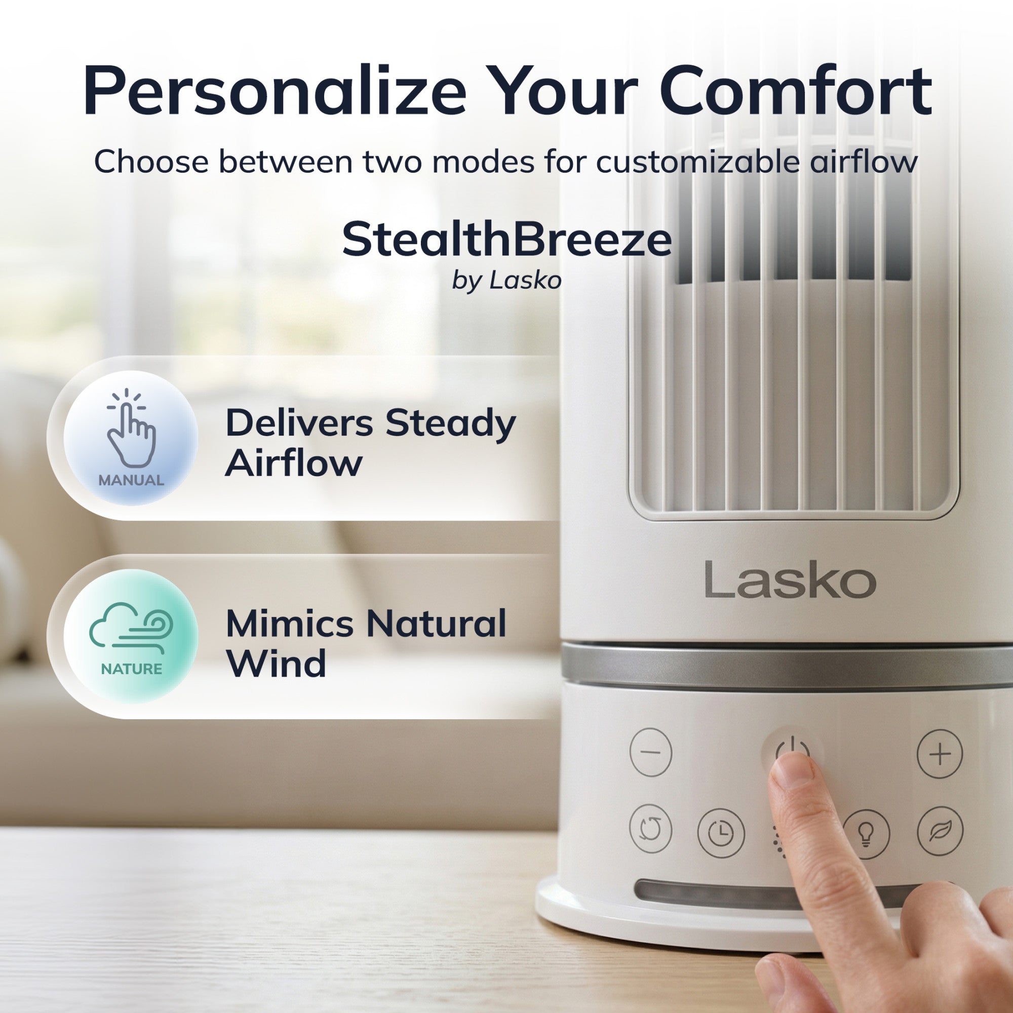 Lasko StealthBreeze 15 DC Table Fan: Oscillating. 12-Speed. 15?? Tilt. Remote. White - Image 5