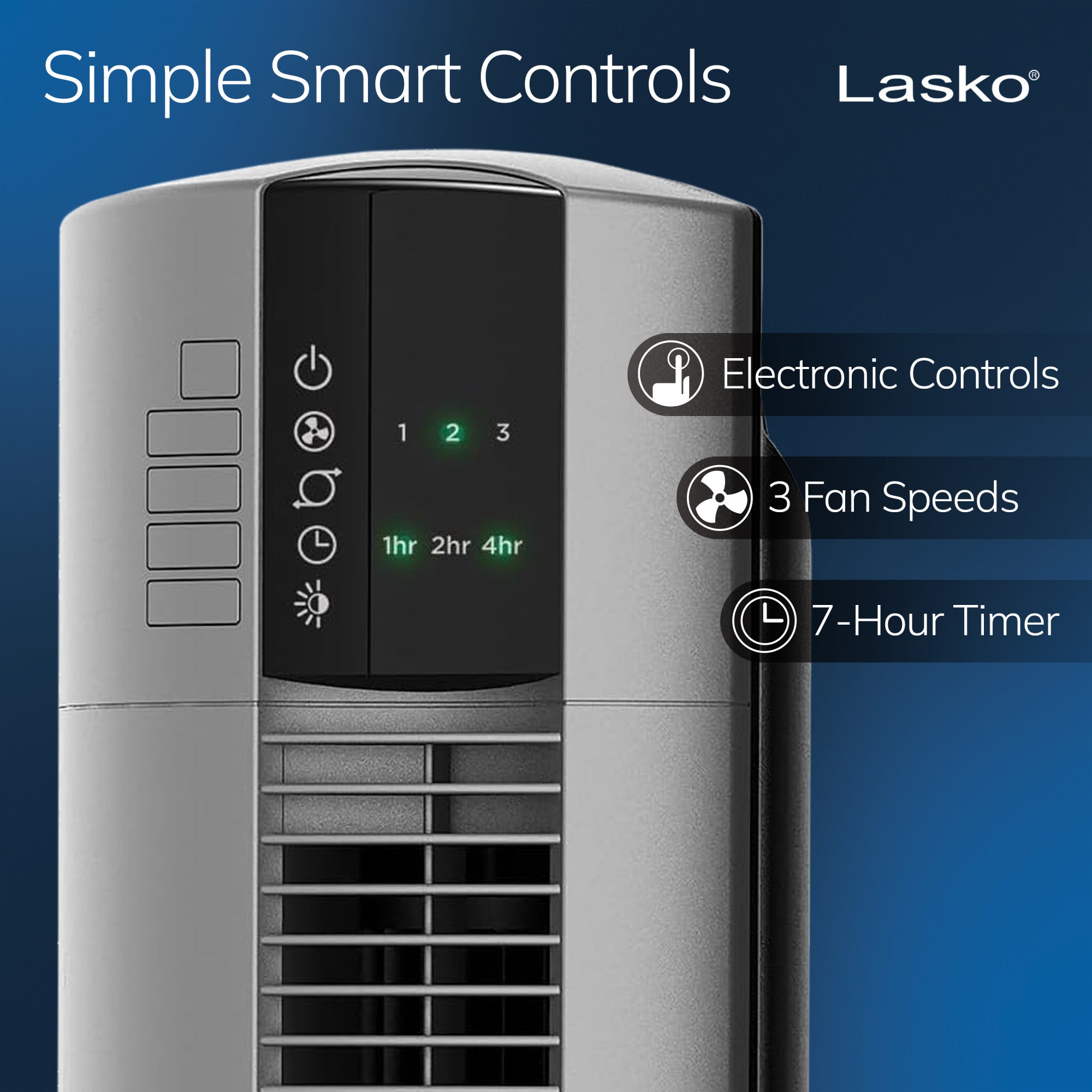 Lasko 48 Tower Fan: Oscillating. 3-Speed. Remote. Timer. Gray - Image 3