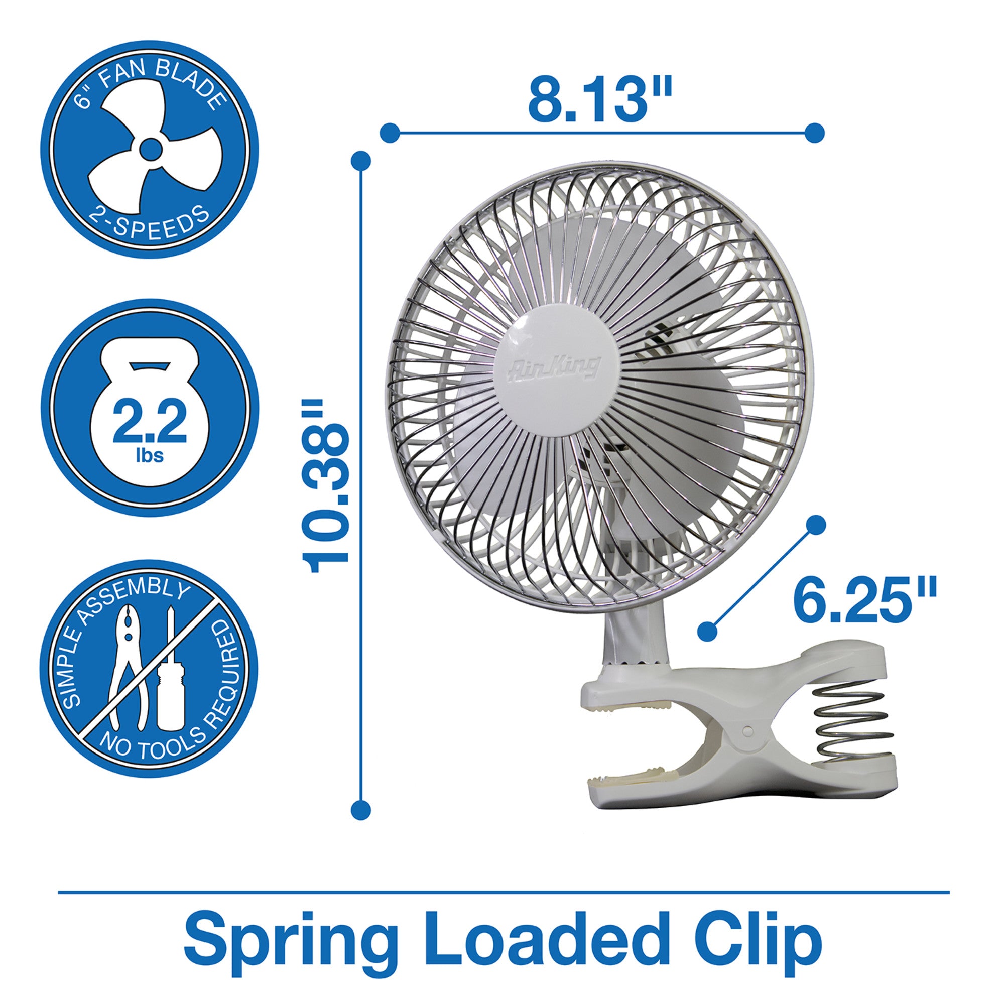 Air King 6 Commercial Grade Clip-On Fan: 2-Speed. Pivoting. White - Image 4