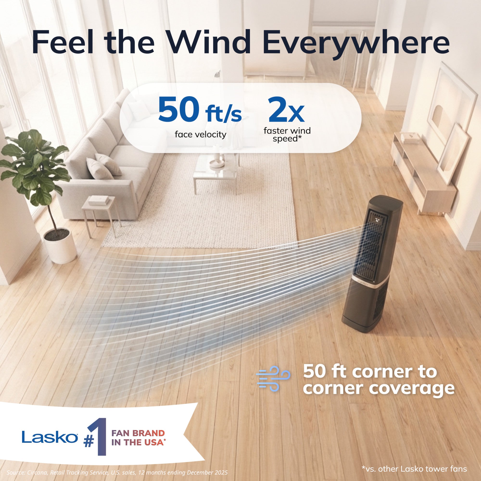 Lasko Stratus 35 DC Tower Fan: Oscillating. 12-Speed. High Velocity. Remote. Black - Image 2
