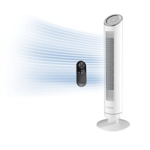 Lasko Ascend 36 Tower Fan: Oscillating. 4-Speed. Remote. Timer. White