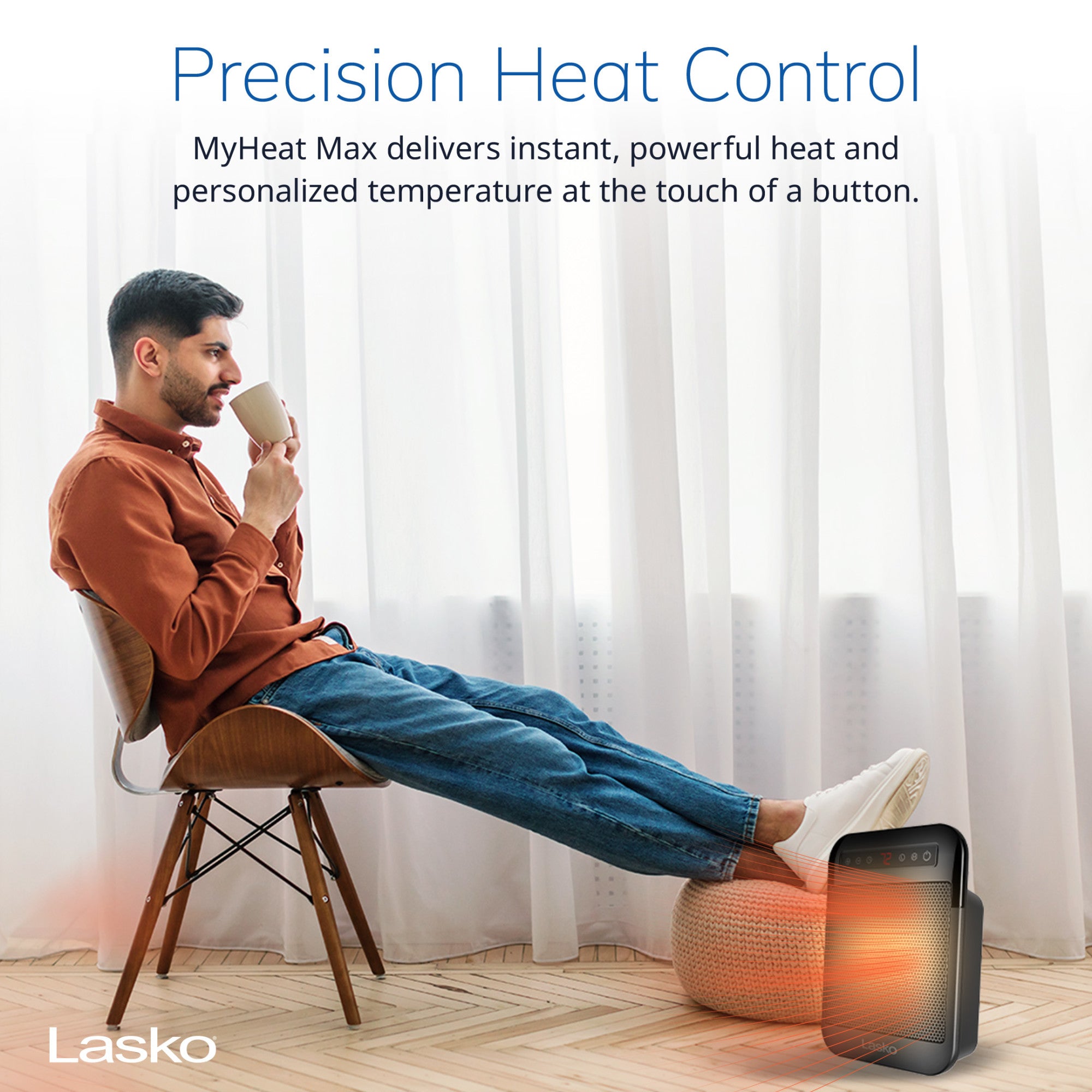 Lasko MyHeat Max 9 Ceramic Space Heater: 2 Heat Settings. Timer. Thermostat. Black - Image 2