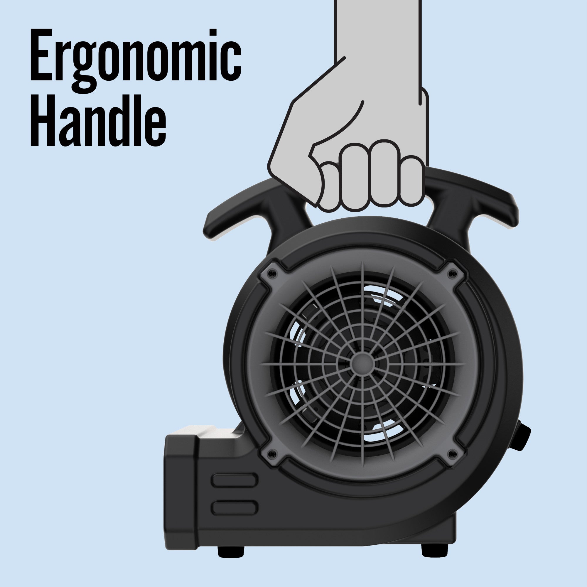 BlueDri 1/8 HP 13 Air Mover Blower Fan: 2-Speed. High Velocity. Black - Image 6
