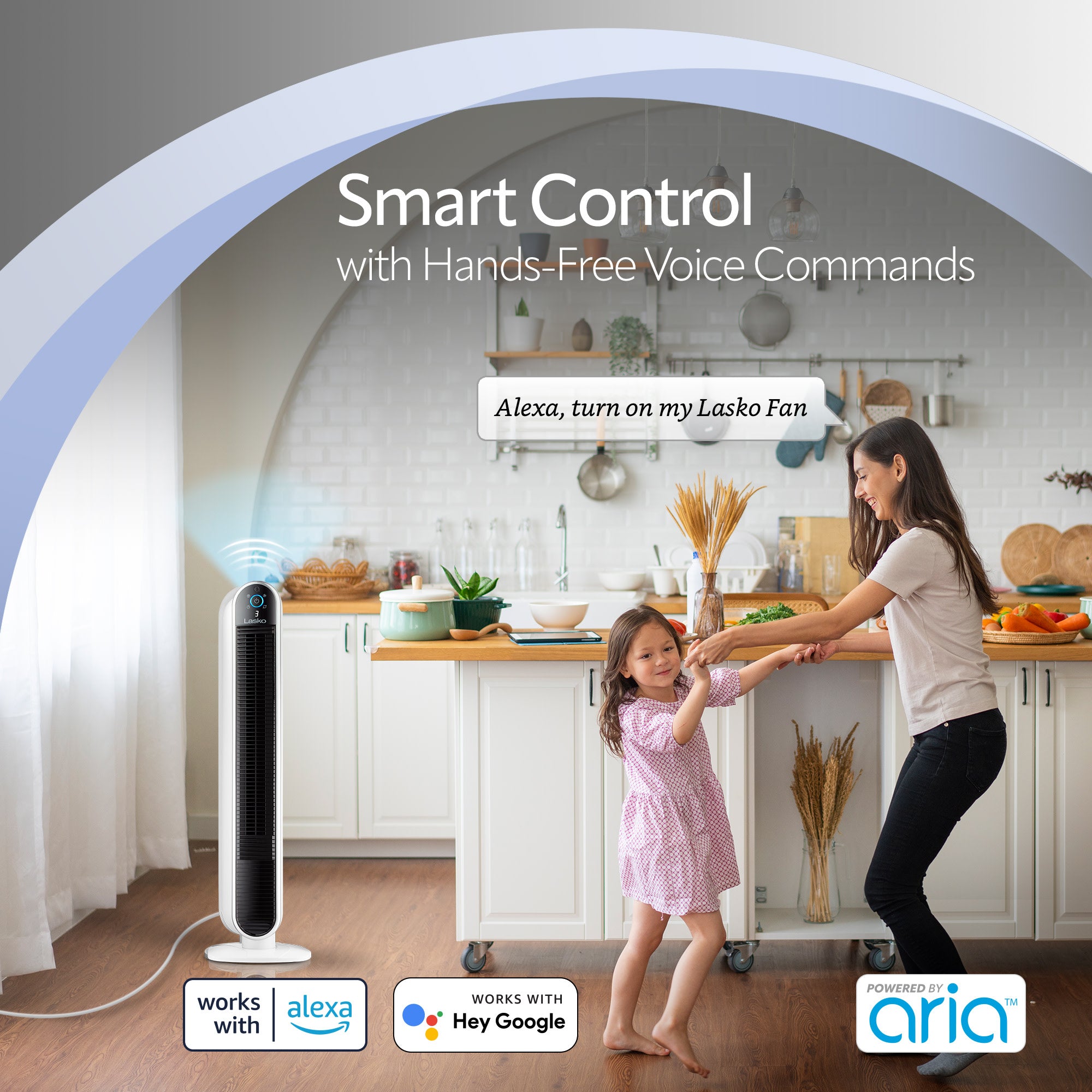 Lasko 40 Smart Tower Fan: Oscillating. 5-Speed. Timer. Wi-Fi. White - Image 7