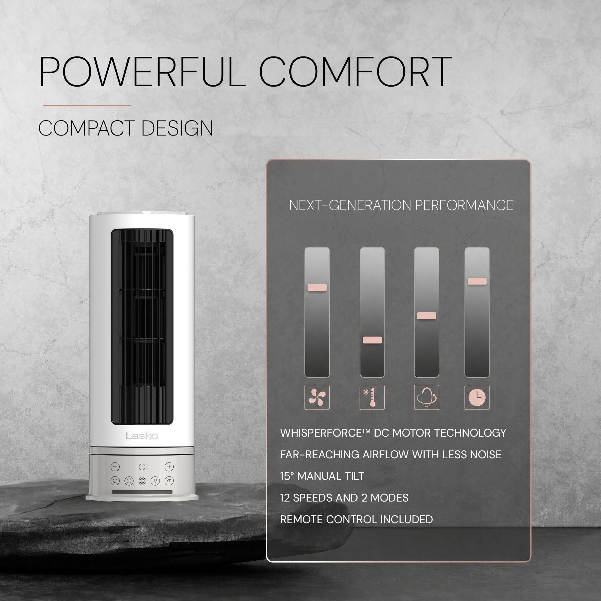 Lasko Pinnacle 15 DC Table Fan: Oscillating. 12-Speed. 15?? Tilt. Remote. White - Image 6