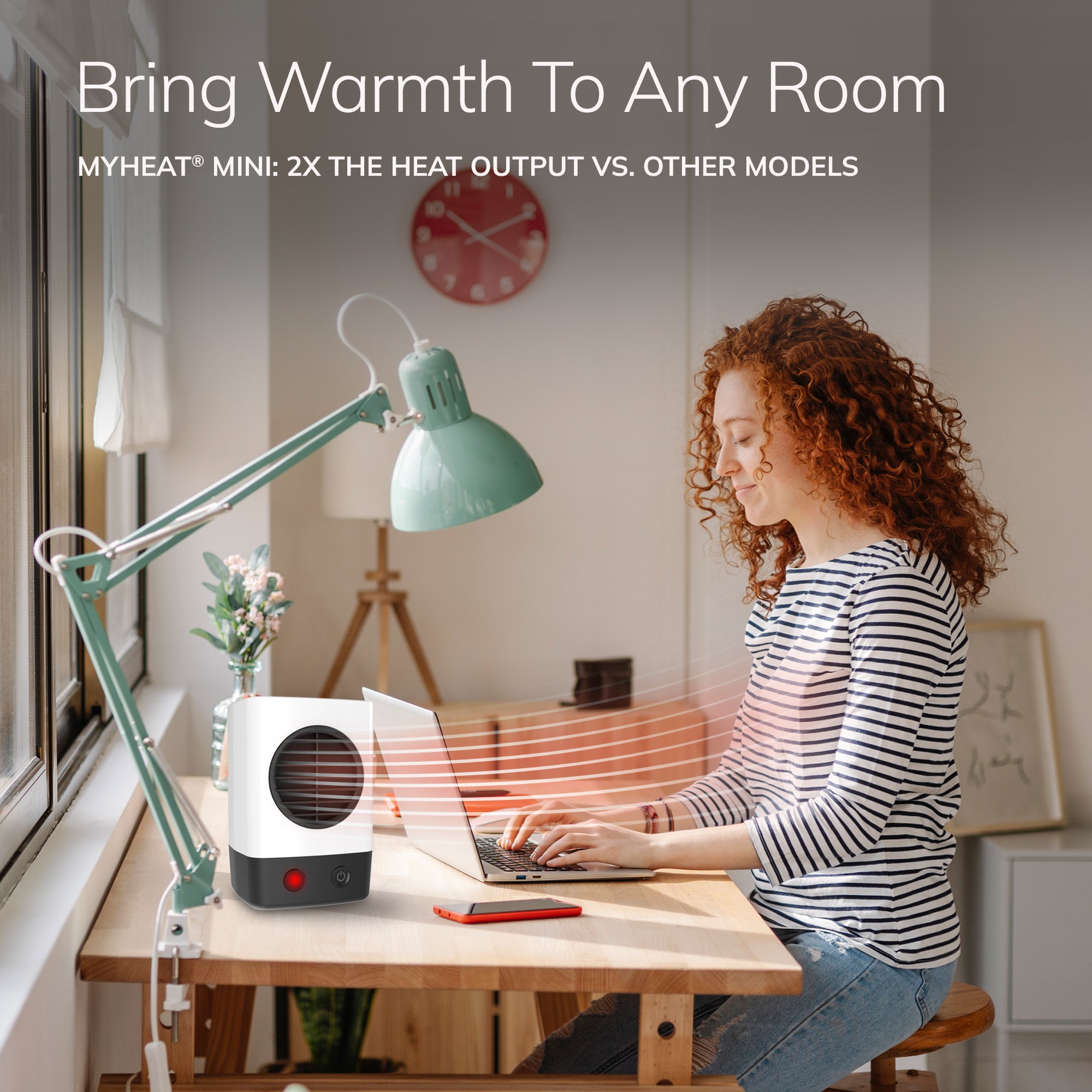 Lasko MyHeat Mini 6 Personal Ceramic Space Heater: 400W. 1 Heat Setting. White - Image 3
