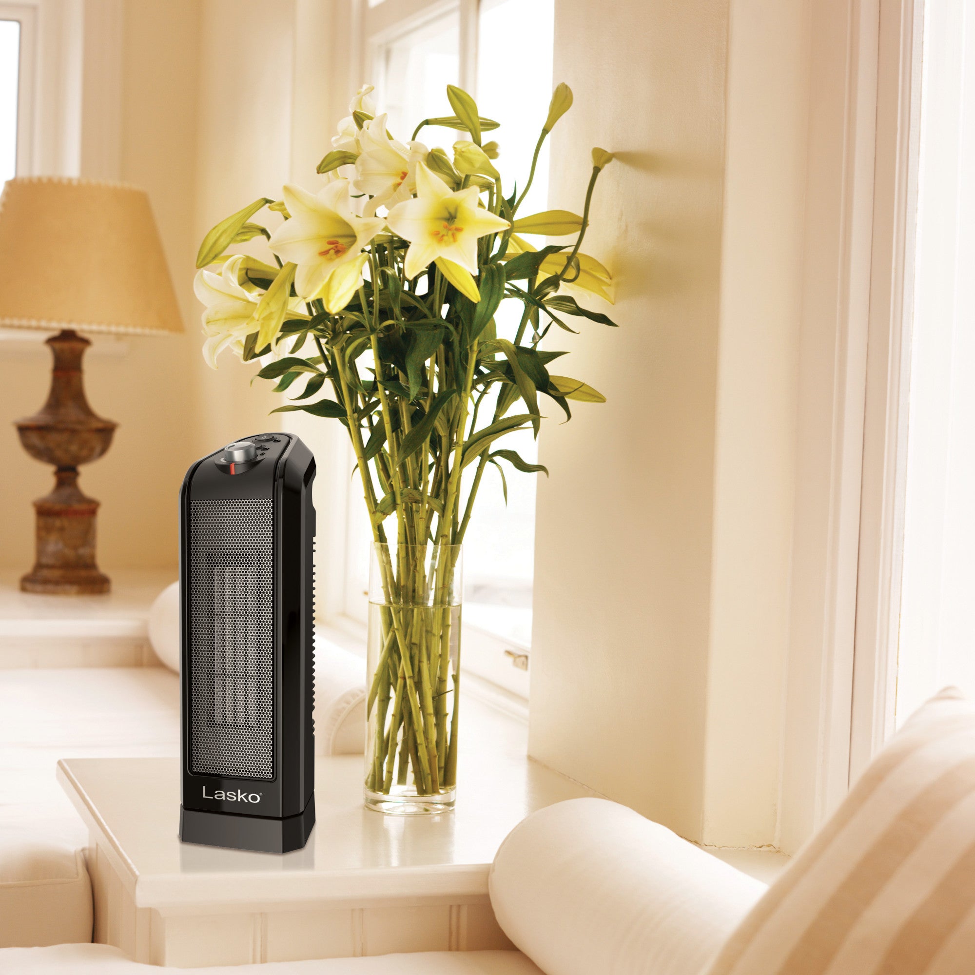 Lasko 16 Ceramic Tower Space Heater: Oscillating. 2 Heat Settings. Thermostat. Black - Image 11