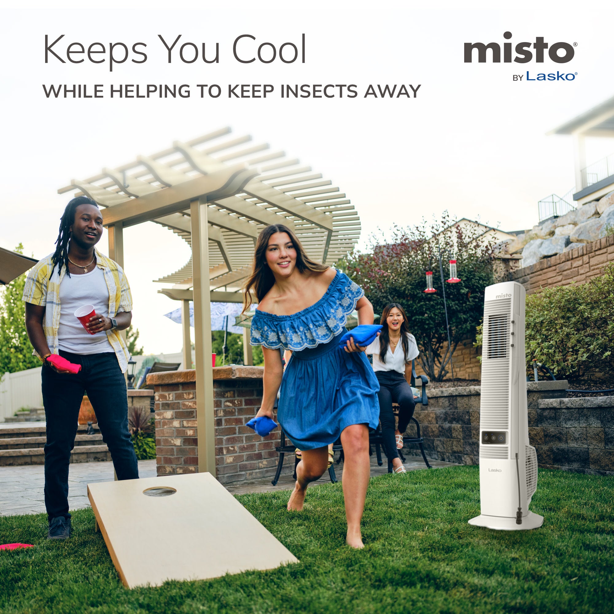 Lasko Misto 42 Outdoor Misting Tower Fan: Oscillating. 4-Speed. White - Image 4