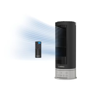 Lasko Pinnacle 15 DC Table Fan: Oscillating. 12-Speed. 15?? Tilt. Remote. Black