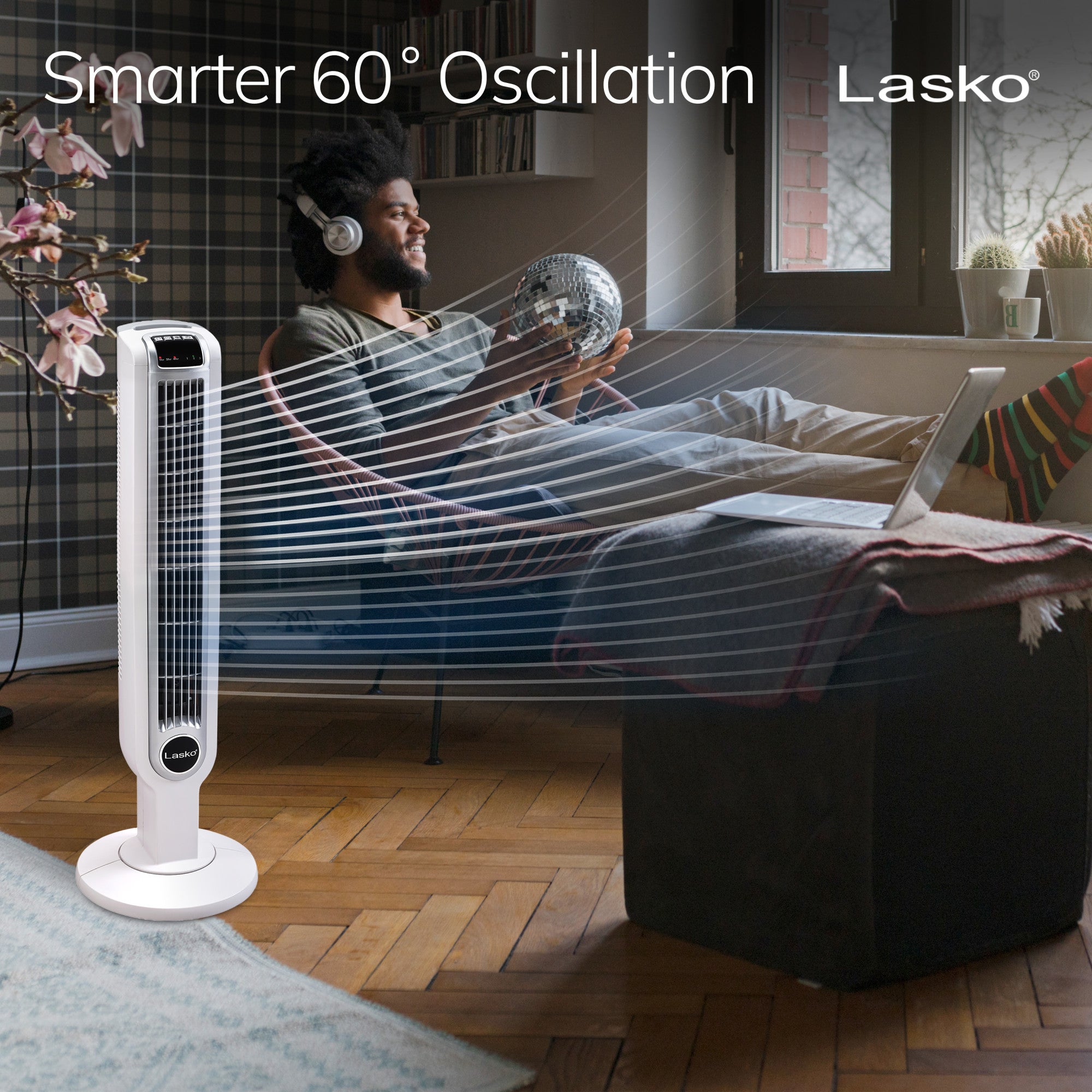 Lasko 36 Tower Fan: Oscillating. 3-Speed. Remote. Timer. White - Image 6