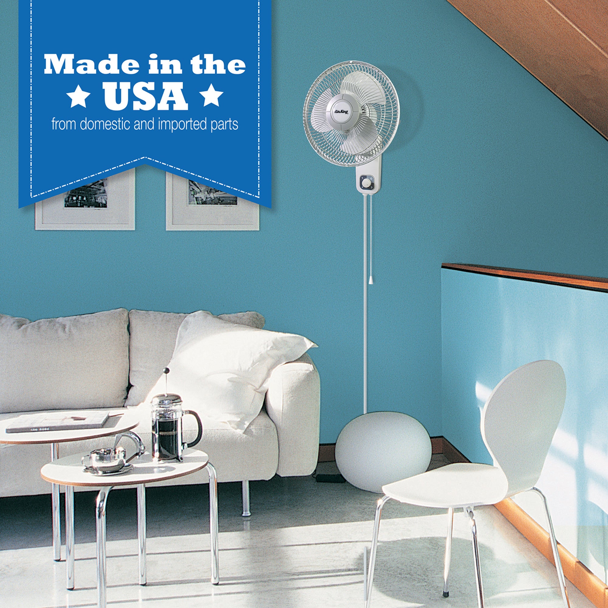 Air King 1/50 HP 12 Commercial Grade Wall Mount Fan: Oscillating. 3-Speed. Gray - Image 9
