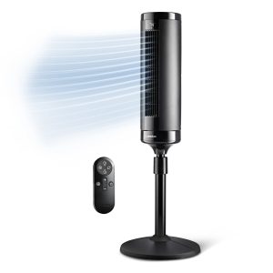 Lasko Elevation 54 DC Pedestal Tower Fan: Oscillating. 8-Speed. Remote. Black