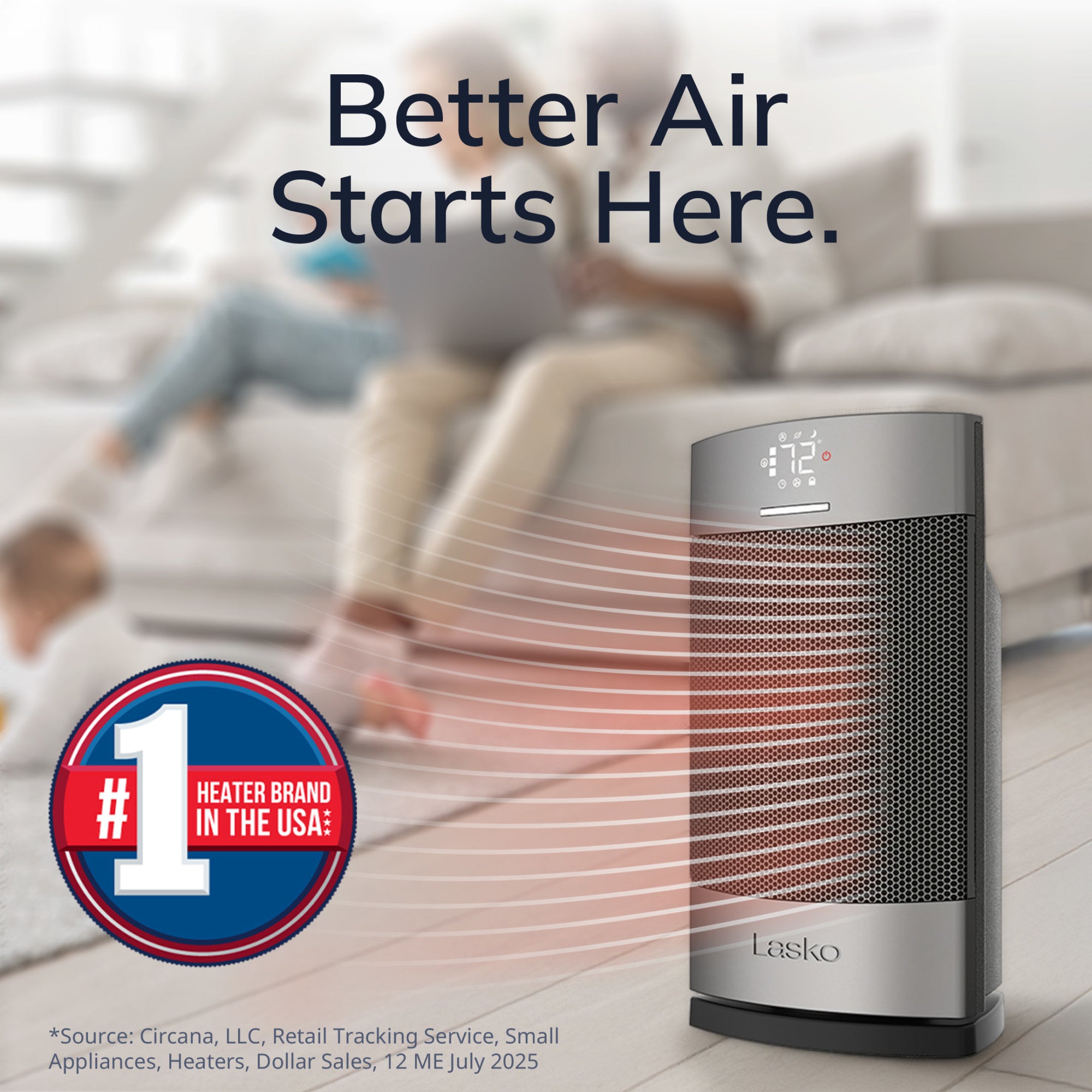 Lasko Ellipse 12 Ceramic Tower Space Heater: Oscillating. 3 Heat Settings. Remote. Timer. Tip-Over Switch. Child Lock. Thermostat. Silver - Image 2