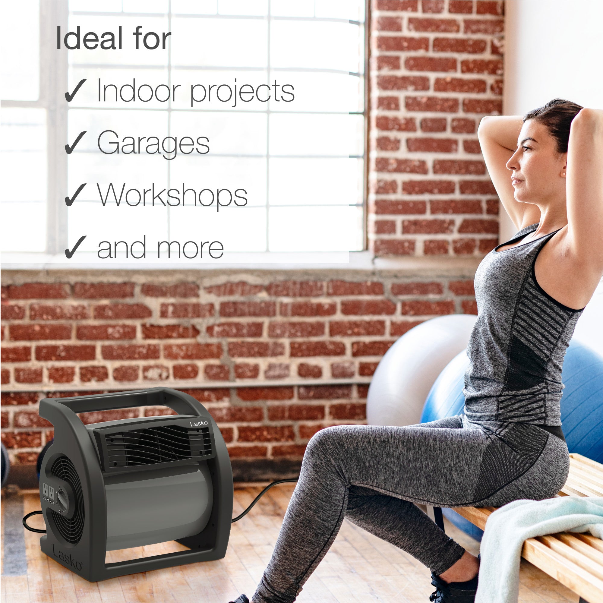 Lasko Max Performance 15 Air Mover Blower Fan: 3-Speed. High Velocity. 2 Outlets. Black - Image 5
