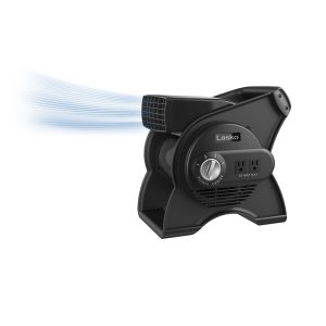 Lasko 12 Air Mover Blower Fan: 3-Speed. High Velocity. 2 Outlets. Pivoting. Black